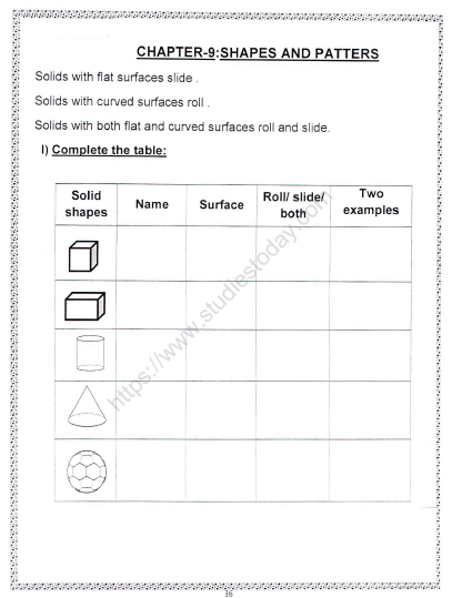 CBSE Class 2 Maths Shapes And Patterns Worksheet